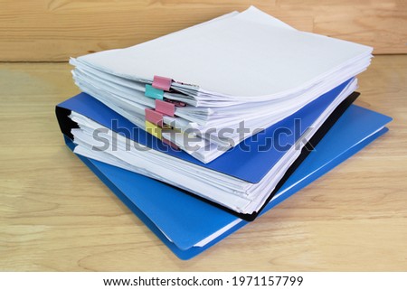 document paper of business report paper file on the table in a work office, concept document in work office