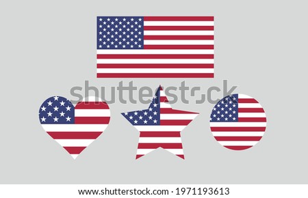 United States USA Flag Heart, Star and Round - 4th of July Independence day Vector and Clip Art
