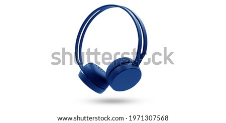 Blue headphones Wireless isolated on a white background