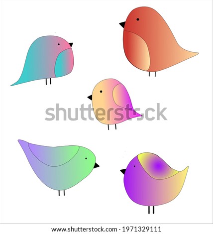 иллюстрация птицы вектор птенцы градиент разноцветные 