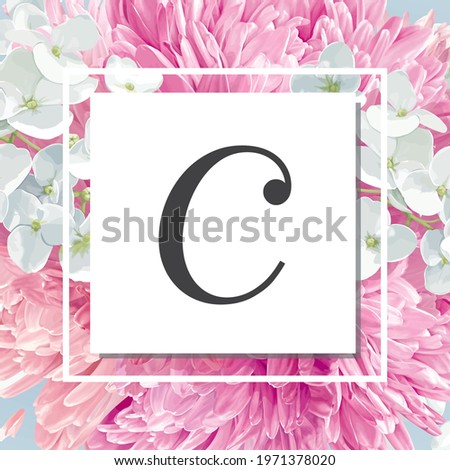 C - Alphabet with spring background.