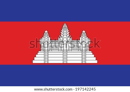 Flag of Cambodia. Vector. Accurate dimensions, element proportions and colors. Royalty-Free Stock Photo #197142245