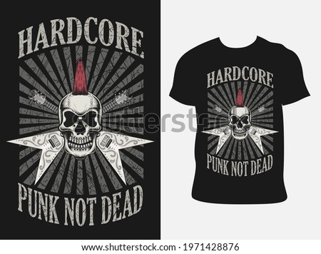 illustration vector hardcore punk skull with t shirt design
