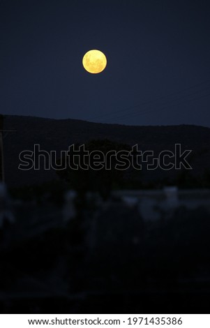 A vertical shot of a full moon in a night sky