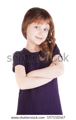 Portrait of a happy girl, isolated on white