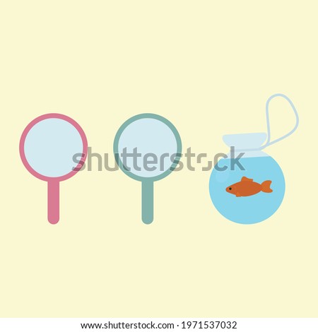 Simple And Cute Goldfish Scooping Illustration, Flat Design