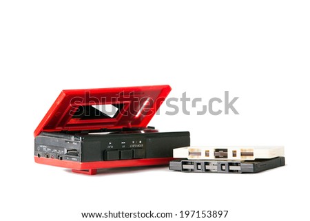 red Cassette player on the white background