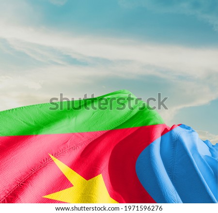 Eritrea waving flag in the sky.