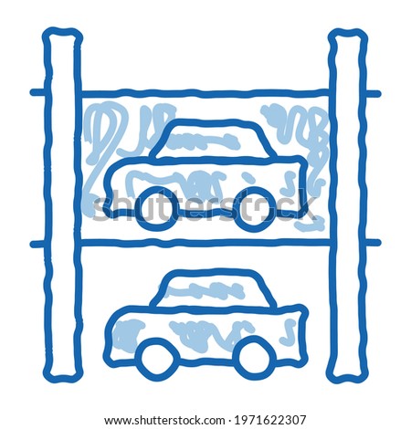 Multi-Storey Parking sketch icon vector. Hand drawn blue doodle line art Multi-Storey Parking sign. isolated symbol illustration