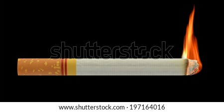 Realistic burning cigarette. Illustration on white background