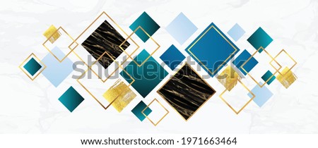 Luxury Gold Geometric pattern background vector. Abstract art wallpaper design with golden glitter, mountain, marble texture, line arts. Good for Wall home decor, canvas art, modern banner and prints.