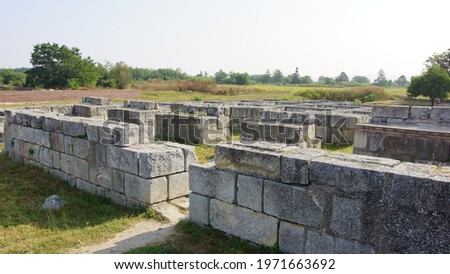 Ruins of the medieval town of Pliska. The first capital of Bulgaria. National Historical and Archaeological Reserve "Pliska". Pliska. Bulgaria. 