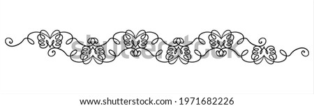 Vector Repeating Seamless Border with swirls and curves. Element for product design, drawing patterns, collages