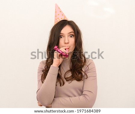young happy beautiful woman celebrates birthday