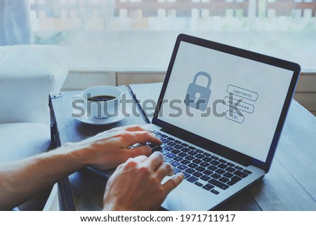 internet security concept, user access login and password on computer, secured data online