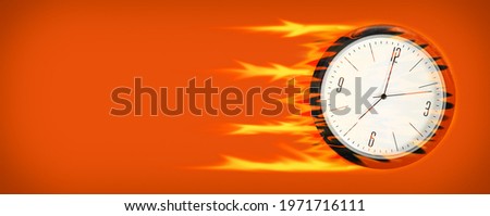 Car wheel, with a clock, on fire. Time concept. Business. Lifestyle Transport Background