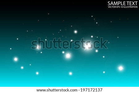 Blue space sparkles background vector illustration -  Vector blue night and stars background template