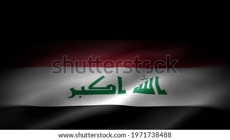 close up waving flag of Iraq. flag symbols of Iraq. Iraq flag frame with empty space for your text. 