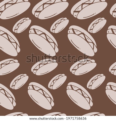 Vector pattern background with a junk food theme. The palette and the backgrounds are soft and the layouts are simplified.
