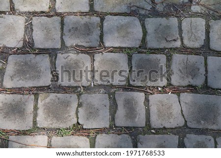 Paving stone path. Old stone pathway background