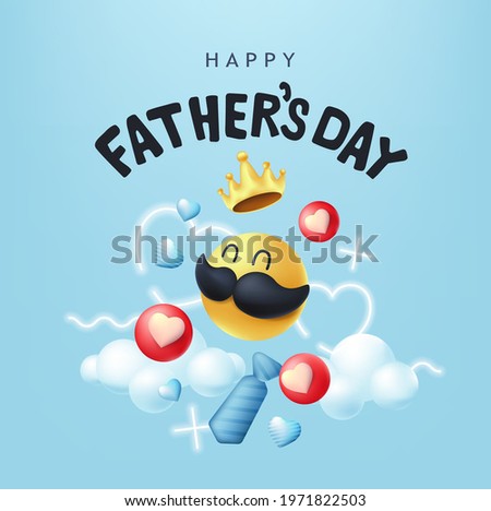 Happy Fathers Day banner background with Smiling emoji Royalty-Free Stock Photo #1971822503