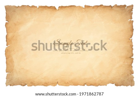 old parchment paper sheet vintage aged or texture isolated on white background. Royalty-Free Stock Photo #1971862787