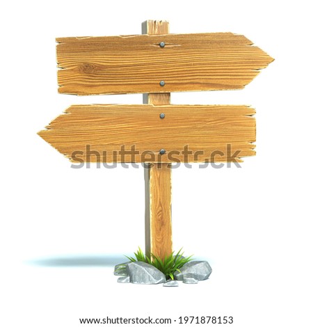 Two road signs pointing in the opposite directions, Signpost, signboard, guidepost on crossroads 3d rendering