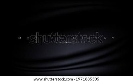 Abstract background with silk cloth texture, shiny satin curtain with waves and drapery. Vector realistic wallpaper with luxury flowing black textile. Elegant background with dark smooth material. EPS Royalty-Free Stock Photo #1971885305