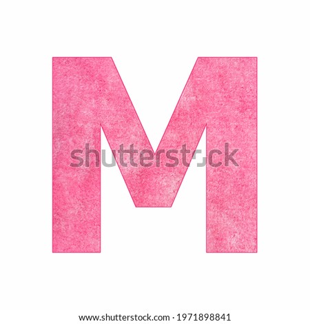 Alphabet Letter M - Pink plush texture