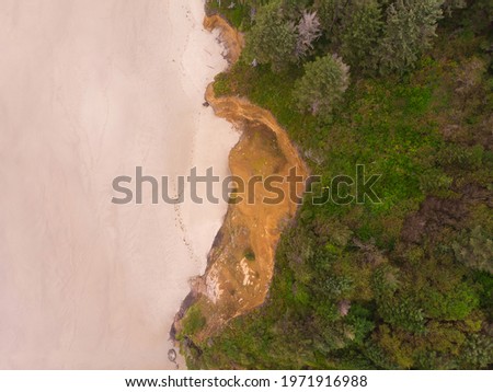 Pacific Ocean Beach West Coast USA Beach Cliff Green Sand Top View Texture