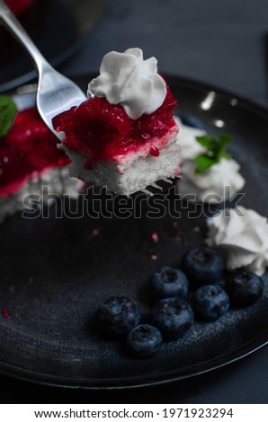 Tart Pie With Berry Jam On Wooden Table. Flat Lay. Copy Space.