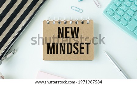 Conceptual New Mindset. Business photo text Attitude Latest Concept Vision Behaviour Plan Thinking written on Notebook