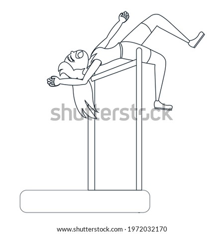 Isolated female athlete character practicing athletic