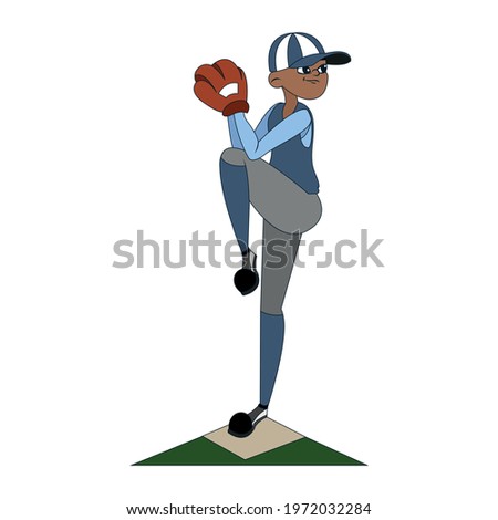Isolated male character practicing baseball