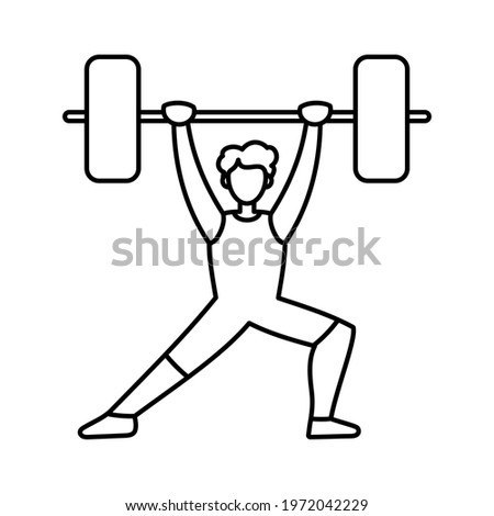 Isolated athlete character icon practicing weightlifting