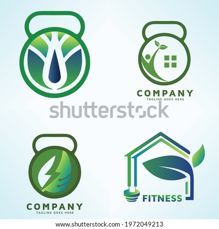 Real estate and solar energy vector logo design with fitness