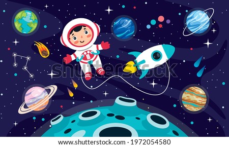 Hand Drawn Colorful Space Background Royalty-Free Stock Photo #1972054580