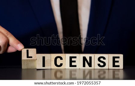 LICENCE word made with building blocks.