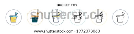 Bucket toy icon in filled, thin line, outline and stroke style. Vector illustration of two colored and black bucket toy vector icons designs can be used for mobile, ui, web