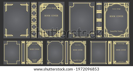 Ornament on the cover and spine of the book. Set of Sample design. Template of Old frames. Art Deco Brochure design. Geometric pattern. Presentation cover. Vector illustration.