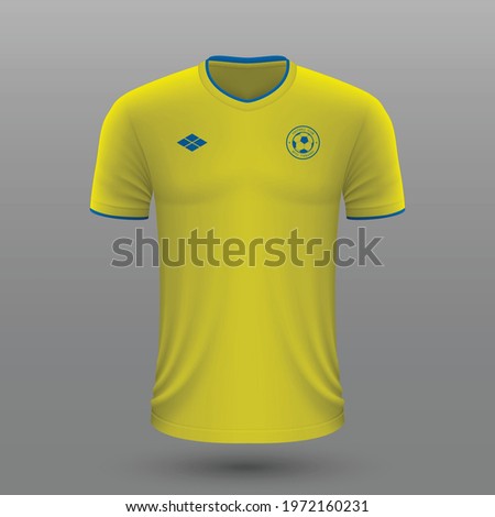 Realistic soccer shirt 2020, Ukraine home jersey template for football kit. Vector illustration