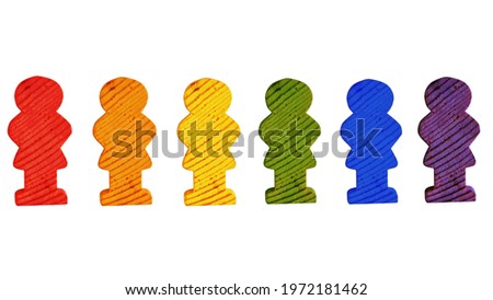 colorful rainbow miniatures of people, wooden educational toys for children, eco-friendly wooden figurines, LGBT concept