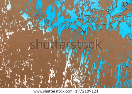 Old peeling paint on a two-tone surface. Color - Romance, Maya Blue, Spicy Mix Hue Brown.
