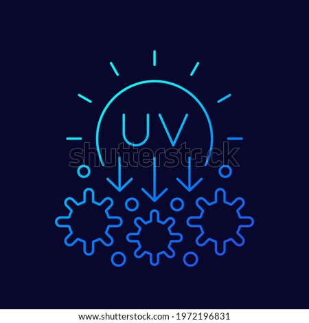 UV light for disinfection, ultraviolet rays line vector icon Royalty-Free Stock Photo #1972196831