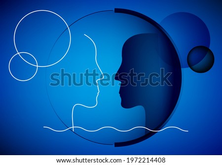 My artwork two faces two minds. Vector abstract illustration