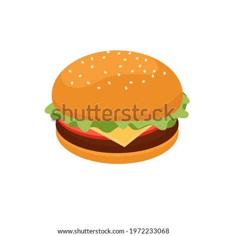 American cheeseburger icon illustration concept. Royalty-Free Stock Photo #1972233068