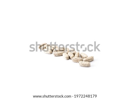 Diagonal strip with vitamins on a white background