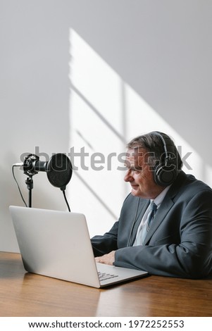 Broadcaster live in a studio