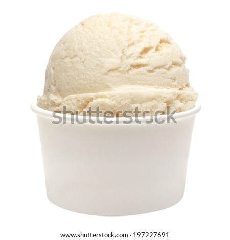 Vanilla ice cream scoop mockup or mock up template in paper cup isolated on white background