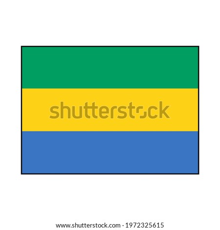 Flag of Gabon Vector Rectangle Icon Button for Africa Concepts. 